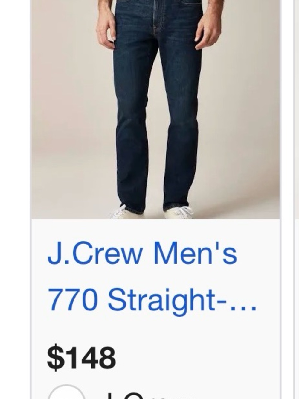 J. Crew Men's Straight Jeans in Dark Indigo Blue
